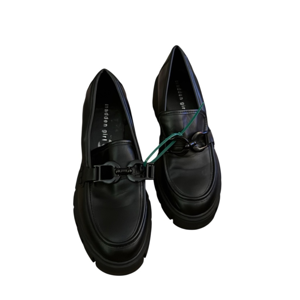 Madden Girl Black Leather Loafers